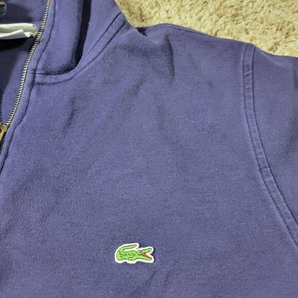 LACOSTE Sweater Mens 5 Blue 1/4 Zip Pullover  Long Sleeve Pockets Preppy Flaw* - Picture 3 of 9